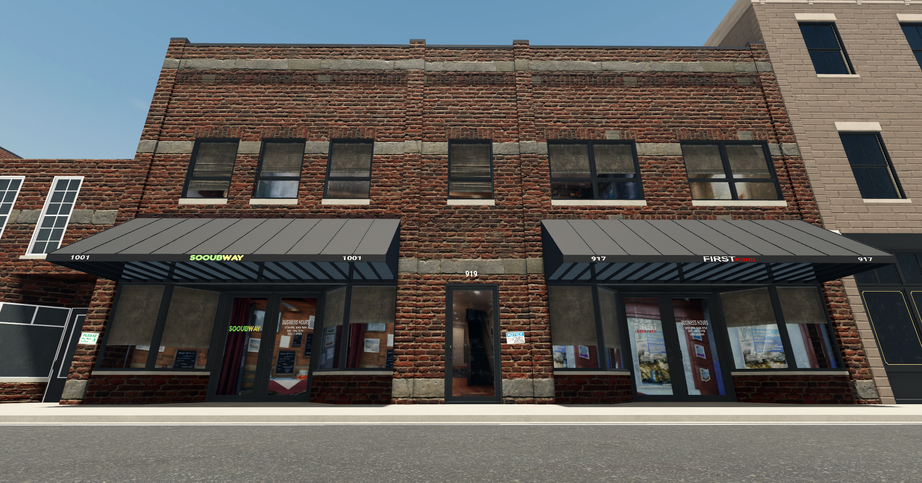 A downtown building, with parallax interiors.