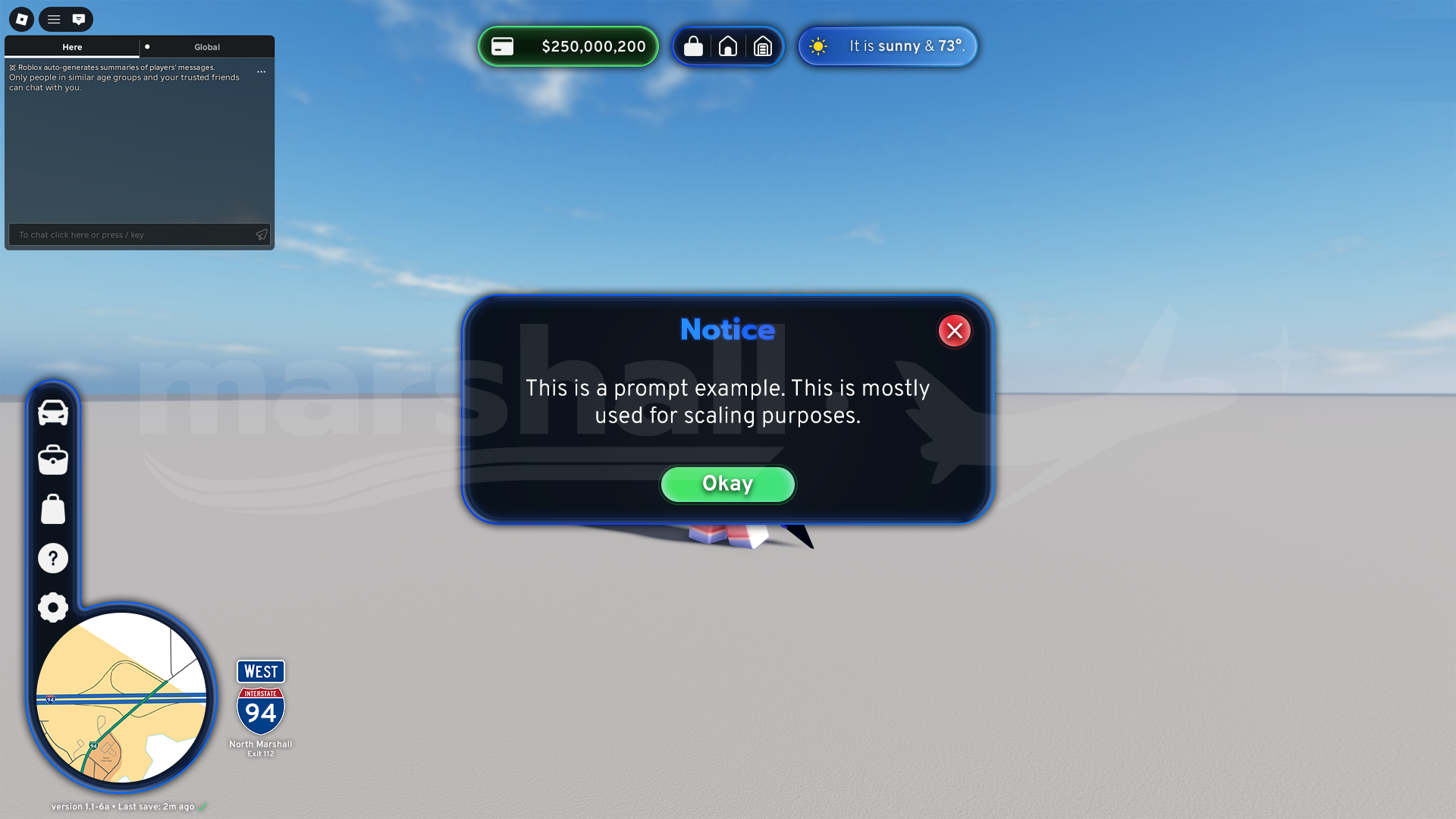 Marshall HUD with a prompt.