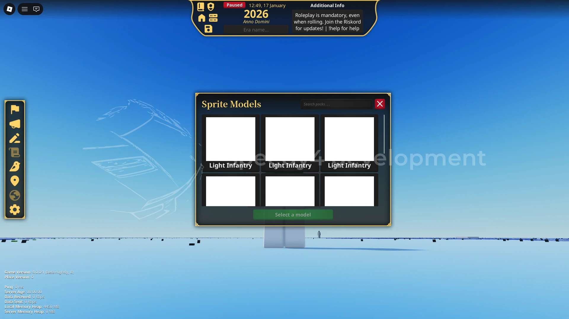 Sprite creator menu.
