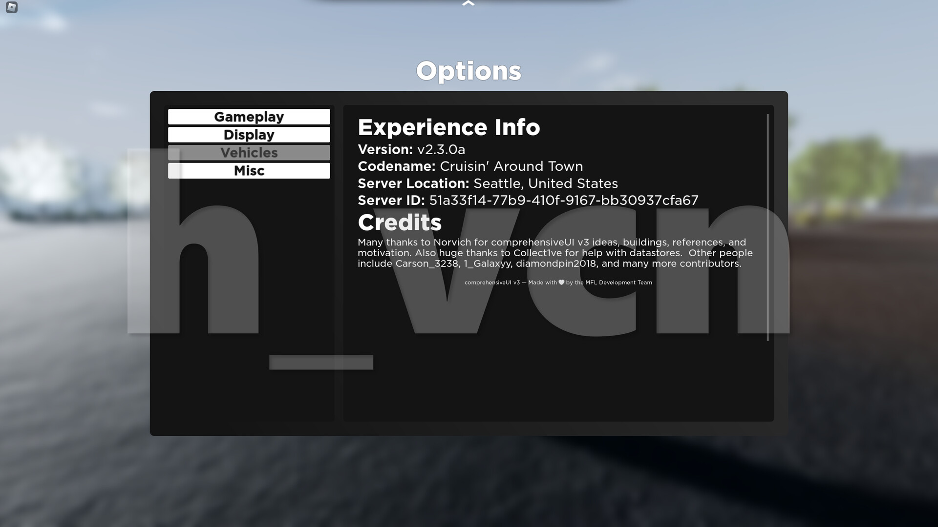 Options menu, Misc. tab.