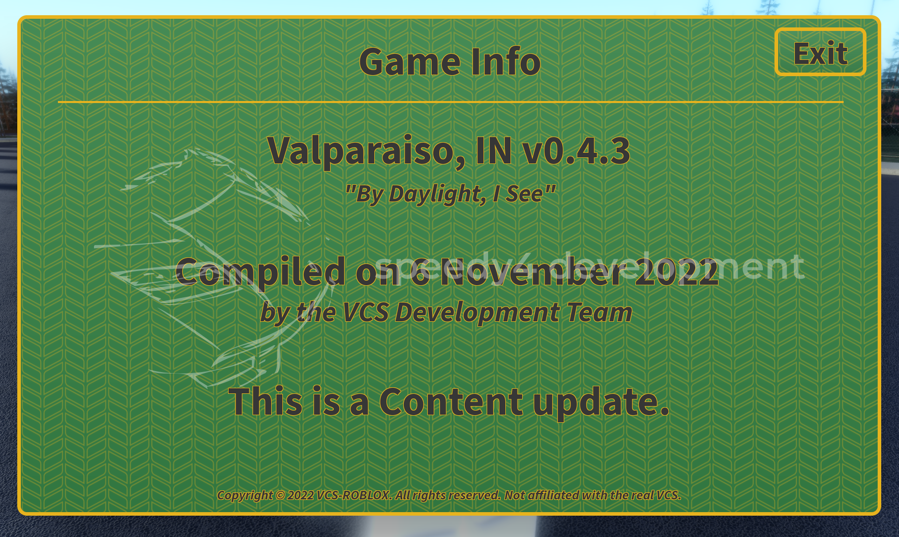 Game info.
